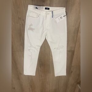 7 For All Mankind White Distressed Skinny Jeans